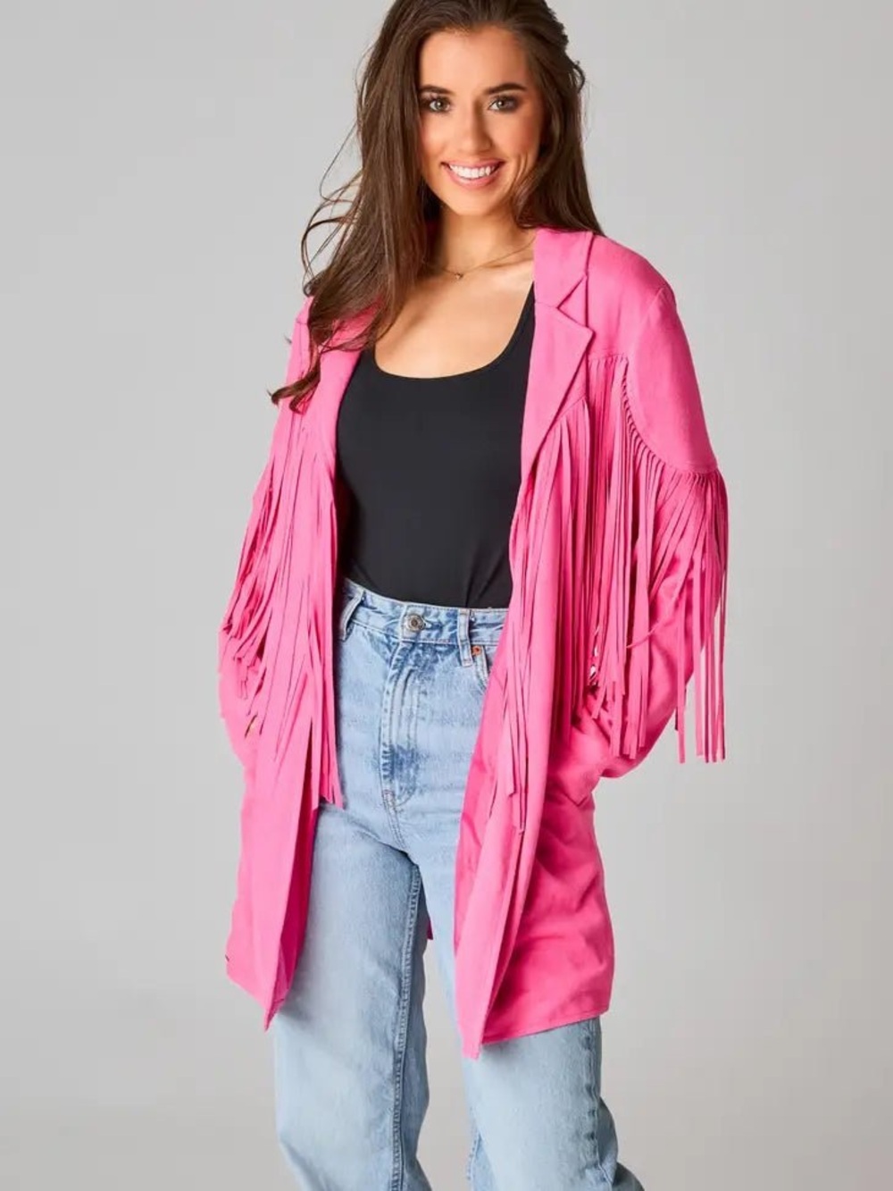 Buddy Love Hot Pink Fringe Blazer Jacket